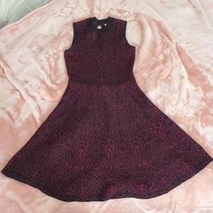 Burgundy and black skater dress